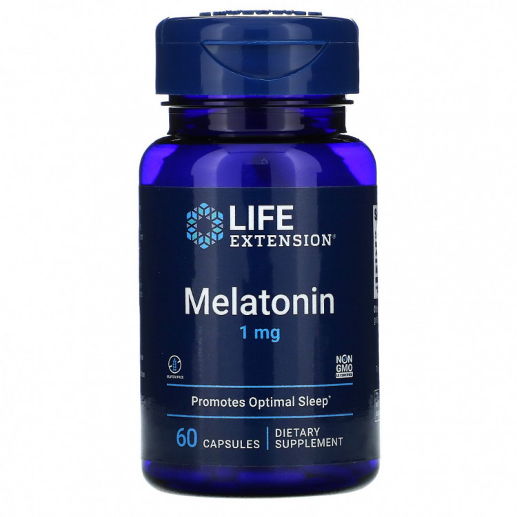 Life Extension, мелатонин, 1 мг, 60 капсул