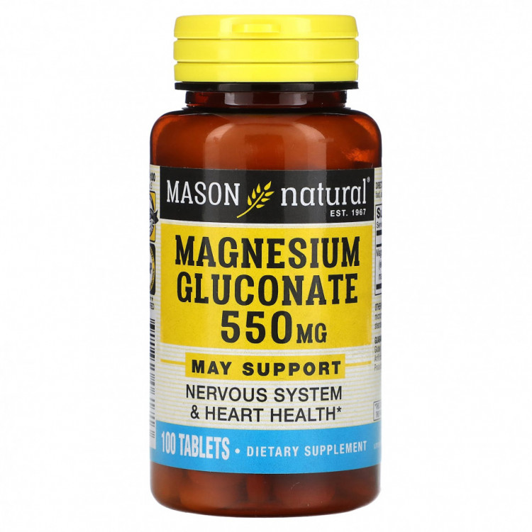 Mason Natural, Magnesium Gluconate, 550 mg, 100 Tablets