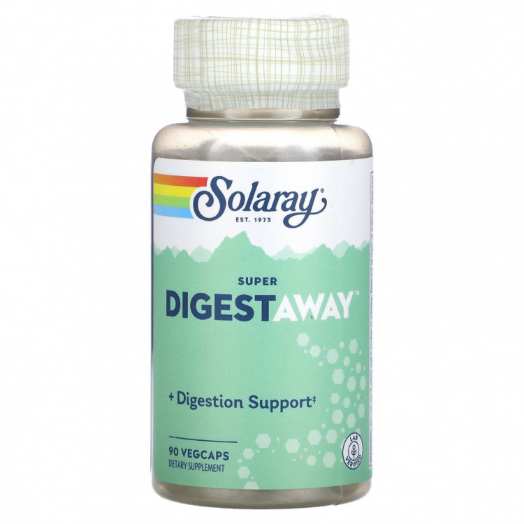 Solaray, Super Digestaway, смесь пищеварительных ферментов, 90вегетарианских капсул