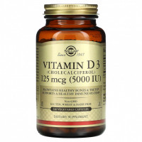 Solgar, витамин D3 (холекальциферол), 125 мкг (5000 МЕ), 240 растительных капсул