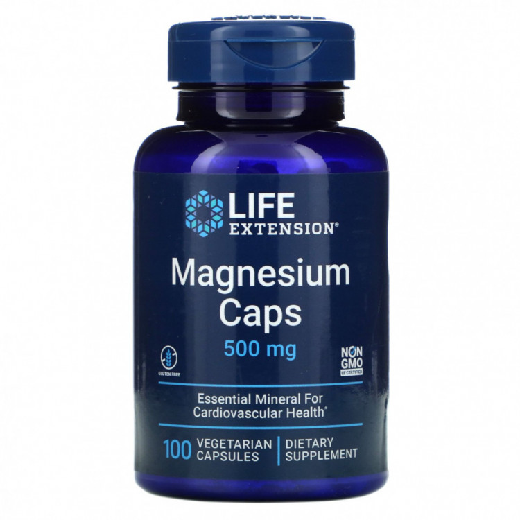 Life Extension, Магний в капсулах, 500 мг, 100 вегетарианских капсул