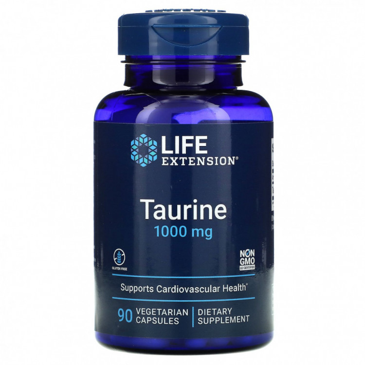 Life Extension, Таурин, 1000 мг, 90 вегетарианских капсул