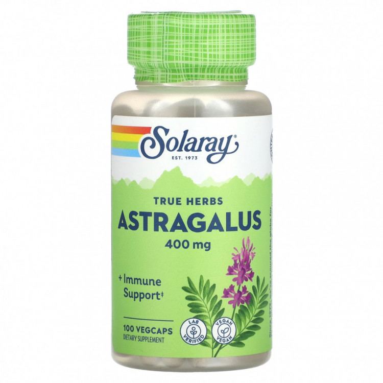 Solaray, True Herbs, астрагал, 400 мг, 100 растительных капсул