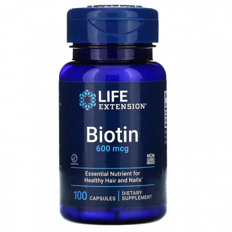 Life Extension, биотин, 600 мкг, 100 капсул