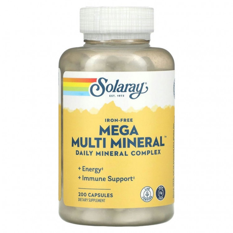 Solaray, Mega Multi Mineral, без железа, 200 капсул