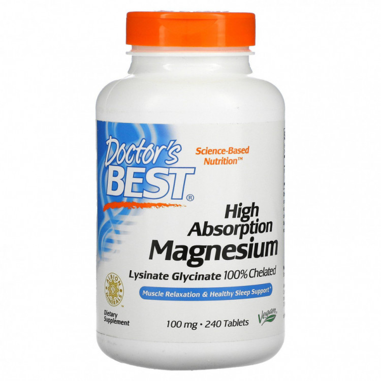 Doctor's Best, 100ный хелатный легкоусвояемый магний с