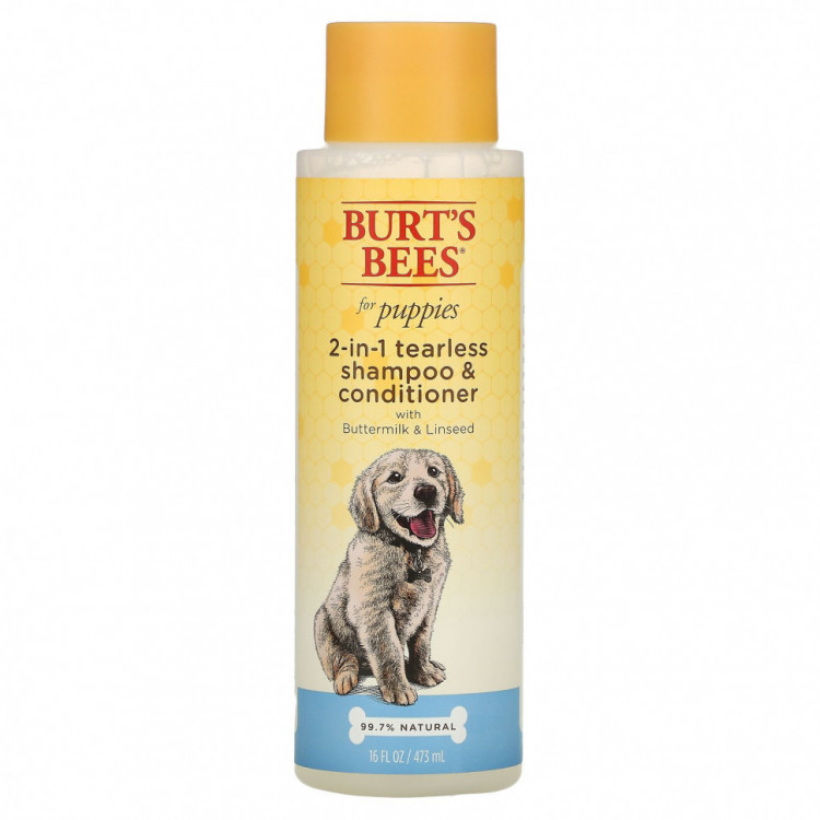 Burt's Bees, 2-в-1 шампунь и кондиционер для щенков с пахтой и льняными семенами, 473 мл (16 жидк. Унций)