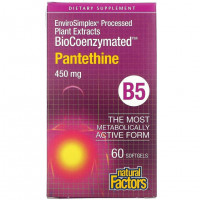 Natural Factors, BioCoenzymated, B5, пантетин, 450 мг, 60 капсул