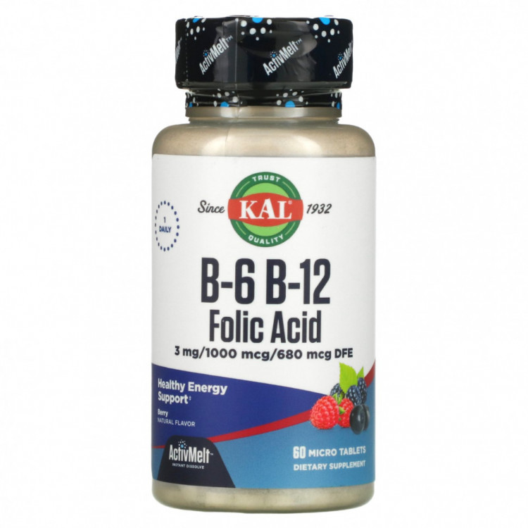 KAL, B-6, B-12, фолиевая кислота, ягода, 60 микротаблеток