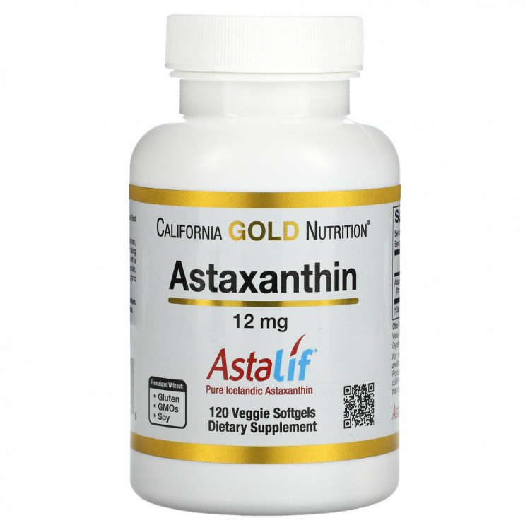 California Gold Nutrition, AstaLif, чистый исландский астаксантин, 12 мг, 120 растительных мягких таблеток
