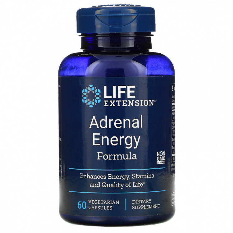 Life Extension, Адреналиновая энергетическая формула, 60 вегетарианских капсул