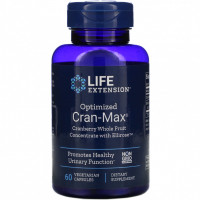 Life Extension, Optimized Cran-Max, концентрат из цельных ягод клюквы с Ellirose, 60 вегетарианских капсул